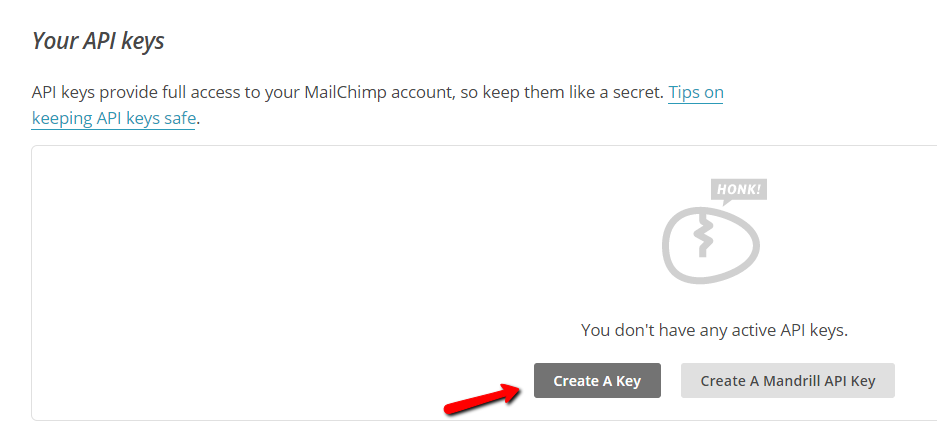 Create API key mailchimp